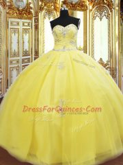 Sexy Floor Length Gold Vestidos de Quinceanera Sweetheart Sleeveless Lace Up