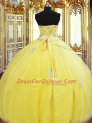 Sexy Floor Length Gold Vestidos de Quinceanera Sweetheart Sleeveless Lace Up