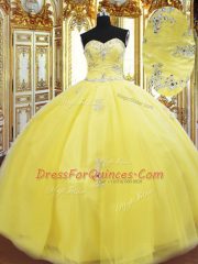 Sexy Floor Length Gold Vestidos de Quinceanera Sweetheart Sleeveless Lace Up