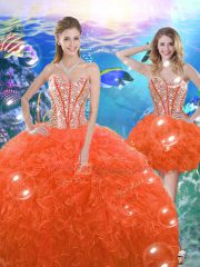 Customized Sleeveless Beading and Ruffles Lace Up 15 Quinceanera Dress