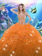 Customized Sleeveless Beading and Ruffles Lace Up 15 Quinceanera Dress