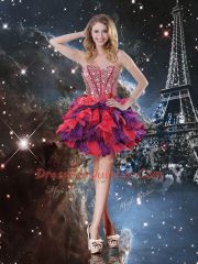 Affordable Organza Sleeveless Floor Length 15th Birthday Dress and Beading and Ruffles and Ruffled Layers