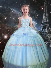 Sleeveless Lace Up Floor Length Beading Child Pageant Dress