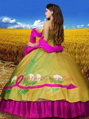 Flare Floor Length Multi-color Quinceanera Gown Taffeta Sleeveless Embroidery
