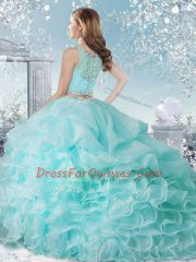 Lovely Sleeveless Clasp Handle Floor Length Beading and Ruffles and Pick Ups Quinceanera Gowns