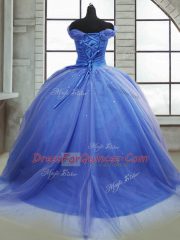 Pick Ups Quinceanera Gown Light Blue Lace Up Sleeveless Brush Train