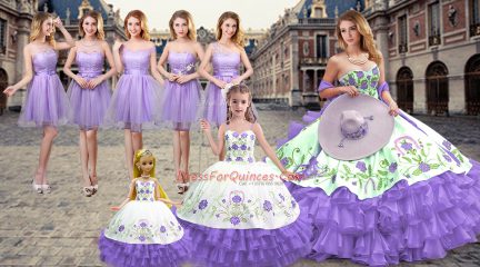 Exquisite Sleeveless Lace Up Floor Length Embroidery and Ruffled Layers Sweet 16 Quinceanera Dress