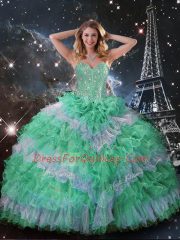 Organza Sleeveless Floor Length Quinceanera Gown and Beading and Ruffles