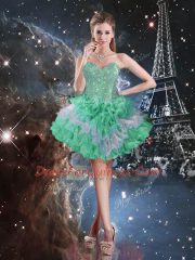 Organza Sleeveless Floor Length Quinceanera Gown and Beading and Ruffles