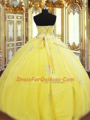 Gorgeous Yellow Sleeveless Beading and Appliques Floor Length Sweet 16 Dress