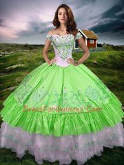 Fantastic Off The Shoulder Sleeveless Lace Up Vestidos de Quinceanera Taffeta