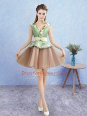 A-line Homecoming Dress Multi-color V-neck Tulle Sleeveless Mini Length Zipper