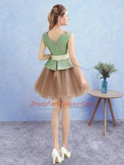 A-line Homecoming Dress Multi-color V-neck Tulle Sleeveless Mini Length Zipper