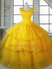 Ideal Sleeveless Lace Up Floor Length Ruffled Layers Sweet 16 Quinceanera Dress