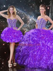 Sumptuous Floor Length Ball Gowns Sleeveless Eggplant Purple Sweet 16 Dress Lace Up