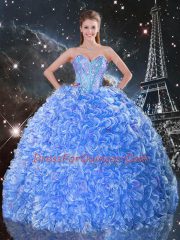 Stylish Sleeveless Lace Up Floor Length Beading 15 Quinceanera Dress