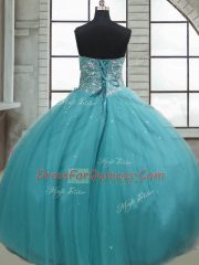 Sweet Tulle Sleeveless Floor Length Quince Ball Gowns and Beading and Sequins