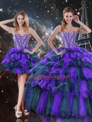Ball Gowns Sweet 16 Quinceanera Dress Multi-color Sweetheart Organza Sleeveless Floor Length Lace Up