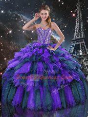 Ball Gowns Sweet 16 Quinceanera Dress Multi-color Sweetheart Organza Sleeveless Floor Length Lace Up