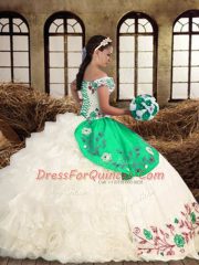 Beautiful Sleeveless Floor Length Embroidery and Ruffled Layers Lace Up Vestidos de Quinceanera with Multi-color