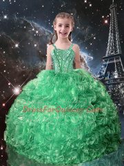 Organza Sleeveless Floor Length Little Girls Pageant Gowns and Beading and Ruffles