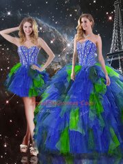 Enchanting Sweetheart Sleeveless Lace Up Ball Gown Prom Dress Multi-color Tulle