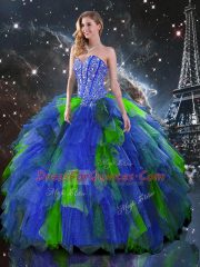 Enchanting Sweetheart Sleeveless Lace Up Ball Gown Prom Dress Multi-color Tulle