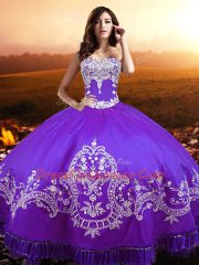 Vintage Beading and Appliques Sweet 16 Quinceanera Dress Purple Lace Up Sleeveless Floor Length