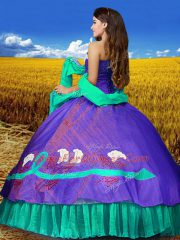 Embroidery Sweet 16 Dresses Multi-color Lace Up Sleeveless Floor Length