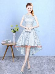 Light Blue Sleeveless Lace Zipper Vestidos de Damas for Wedding Party