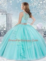 Sleeveless Clasp Handle Floor Length Beading and Lace Quinceanera Dresses