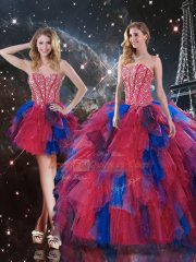 Luxurious Multi-color Sleeveless Floor Length Beading and Ruffles Lace Up Quinceanera Gown