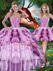 Sexy Multi-color Sweetheart Lace Up Beading and Ruffles and Ruffled Layers Quinceanera Gowns Sleeveless