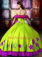 Satin Sleeveless Floor Length Sweet 16 Quinceanera Dress and Embroidery
