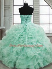 Floor Length Apple Green Vestidos de Quinceanera Sweetheart Sleeveless Lace Up