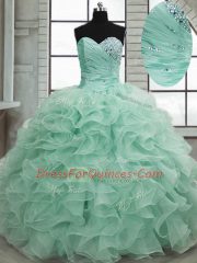 Floor Length Apple Green Vestidos de Quinceanera Sweetheart Sleeveless Lace Up