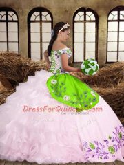 Low Price Multi-color Lace Up 15th Birthday Dress Embroidery and Ruffled Layers Sleeveless Floor Length