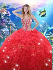 On Sale Organza Sleeveless Floor Length Quinceanera Gown and Beading and Ruffles