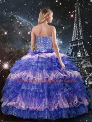 Lovely Multi-color Mermaid Sweetheart Sleeveless Organza Floor Length Lace Up Beading and Ruffled Layers 15 Quinceanera Dress