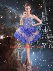 Lovely Multi-color Mermaid Sweetheart Sleeveless Organza Floor Length Lace Up Beading and Ruffled Layers 15 Quinceanera Dress