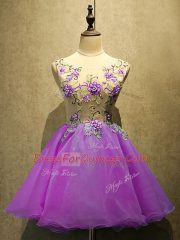 Sleeveless Lace Up Mini Length Embroidery Prom Dresses