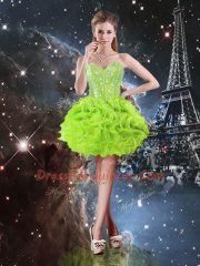 Lace Up Ball Gown Prom Dress Beading and Ruffles Sleeveless Floor Length