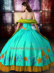 Pretty Multi-color Strapless Neckline Embroidery Quinceanera Dress Sleeveless Lace Up