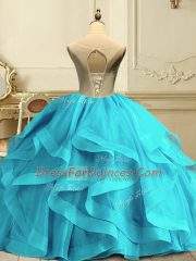 Admirable Appliques and Ruffles Sweet 16 Dresses Hot Pink Lace Up Sleeveless Floor Length
