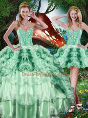 Wonderful Sleeveless Beading and Ruffles Lace Up Sweet 16 Quinceanera Dress