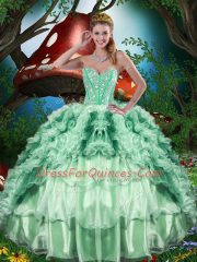 Wonderful Sleeveless Beading and Ruffles Lace Up Sweet 16 Quinceanera Dress