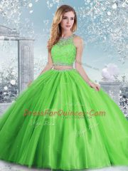 Beauteous Tulle Scoop Sleeveless Clasp Handle Beading and Sequins 15th Birthday Dress in
