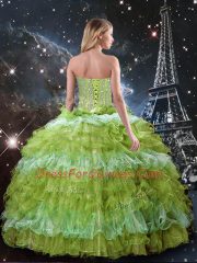 Organza Sleeveless Floor Length 15th Birthday Dress and Beading and Ruffled Layers