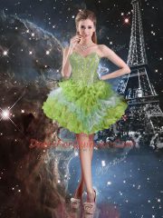 Organza Sleeveless Floor Length 15th Birthday Dress and Beading and Ruffled Layers