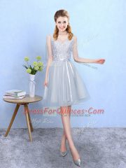 New Style Knee Length Silver Vestidos de Damas V-neck Half Sleeves Lace Up